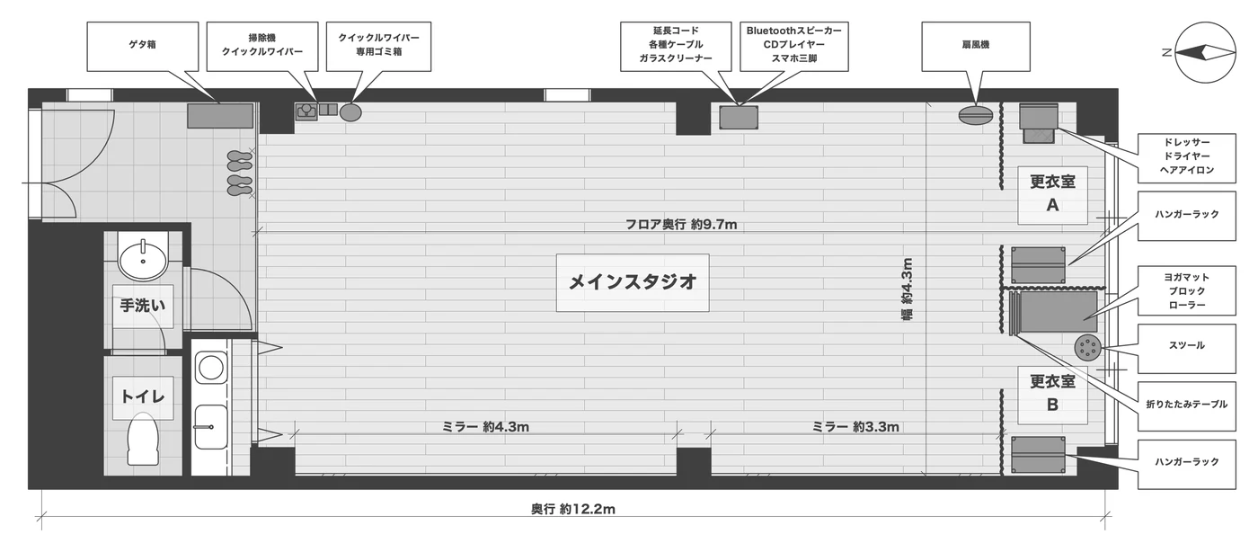 大阪・新町 ダンススタジオの間取り図