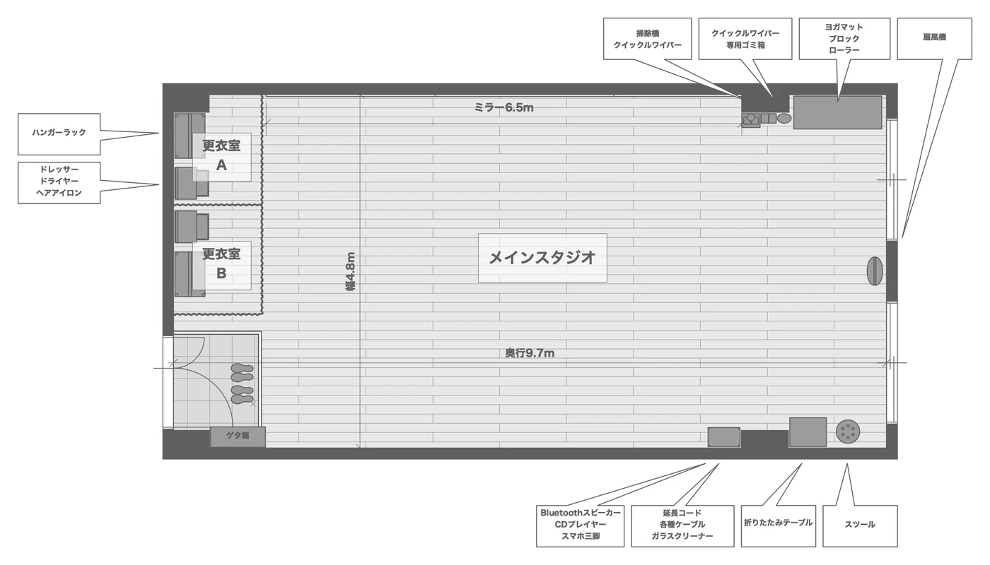 大阪・岸和田 ダンススタジオの間取り図