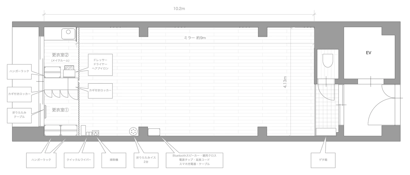 京都・二条城前 ダンススタジオの間取り図