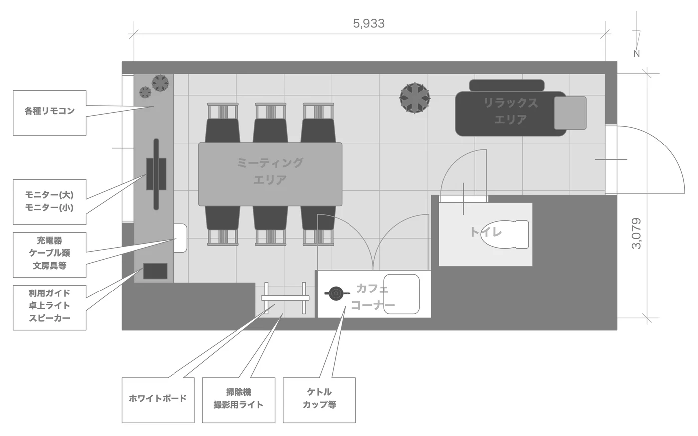 大阪・淀屋橋 会議室・作業部屋の間取り図